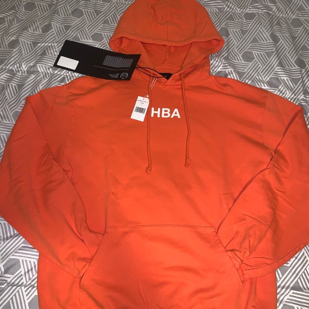 NWT HOOD BY AIR Orange Logo Hoodie Size S
